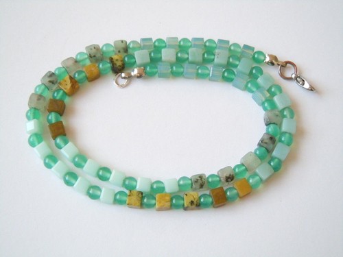 Kette würfel kugel blau gelb - würfel,