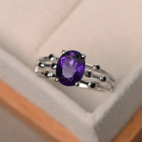 Amethyst ovalschliff lila - amethyst,