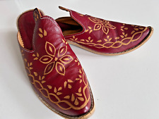 Babouche Pantolette Clogs Sandale Handarbeit Marokko Leder Rot Gr. 39/40