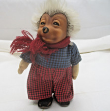 Vintage MECKI Figur Stoffpuppe „Blaues Hemd kariert“ – 17 cm ~ 1950 Jahre