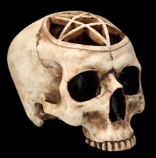 Totenkopf Figur - Ritualschädel mit Pentagramm - Gothic Skull Deko Magie