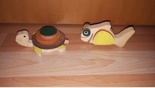 2× Holz Figuren Deko. 1x Fisch, 1× Schildkröte. Neuwertig 