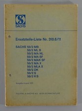 Teilekatalog Sachs Motor 50/2 MB / ML B / MA X / DK / S / KS Stand 08/1970