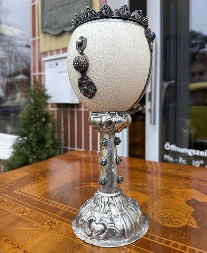 Straußenei pokal silber - straußenei,