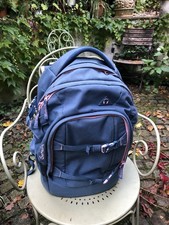 Rucksack Satch Schulrucksack Guter Zustand Blau Mit Rosa Verschlüssen 