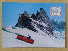 Alte AK-Seceda-Fermeda-Geislergruppe-Pistenfahrzeug-Schneeraupe-ungelaufen-1970
