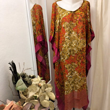 *UNIQUE*Sehr schöne Kaftan Kleid*Partie*Freizeit*Strand*Gr.48-54*Reine Seide*