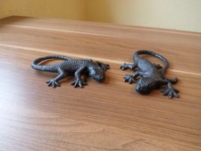 2 GECKOS Gusseisen Gartendeko 15 cm Echse Salamander Eidechse Olm Garten Teich