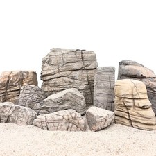 AquaOne Aquarium Naturstein Sandwüsten Steine 10 kg Mix Größe M-L Aquascaping