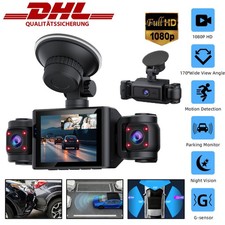 3-Kanal Dashcam Auto Vorne und Innen mit Akku 1080P Dash Cam Nachtsicht G-Sensor