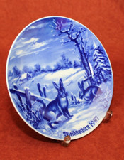 Wandteller Porzellan DDR Weihnachten 1987 Echt Kobalt Lichte, D3.10.5