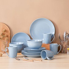 LOVECASA 16-teilig Porzellan Geschirrset Helles Lila Kombiservice für 4 Personen