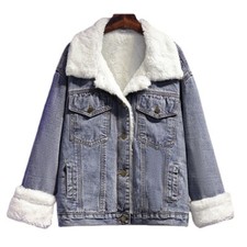 Damen Jeansjacke Kunstpelz