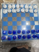 Blau & Weiß Alabaster Schach