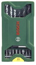Bosch 15-teiliges Bohrer- und Bitset, Holzbohrer, Betonbohrer, 5/6/7mm,Bithalter