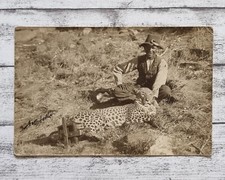 AK Geprad Mann Junge Afrika Namibia Windhuk Raubkatze Safari Ansichtskarte alt