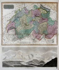Schweiz Original Kupferstich Landkarte Thomson 1814