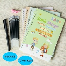 4 Bücher Buntes magisches Kalligraphie Übungsheft Kinder Handschrift Copybook