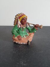 Elastolin Lineol Plastinol Indianer Häuptling mit Friedenspfeife Wildwest Masse