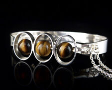 Finland Salovaara Tigerauge Kugel Armreif Armspange Armband- 830er Silber - 18cm