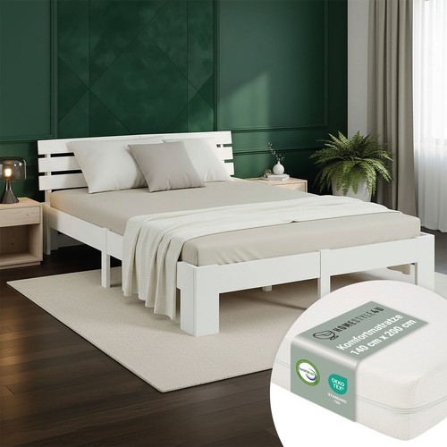 Doppelbett 140x200 weiß mit - doppelbett,