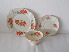Sammeltasse Sammelgedeck  Krone Bavaria  3 teilig Elfenbein Blumendekor Art Deco