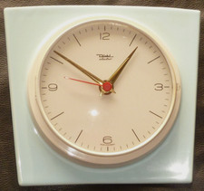 Wanduhr Küchenuhr Diehl electric 50er Jahre Hellblau/Weiß Trapez Hingucker