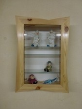 Wand Hänge Vitrine Kiefer Gewachst 36x51cm mit LED´s Topp