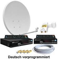 2-TV Sat Anlage 60cm Spiegel Schüssel 2x HDTV Sat-Receiver USB Twin LNB 0,1dB HD