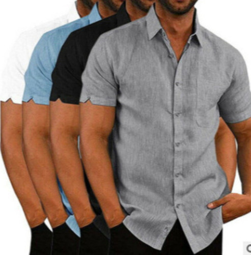 Herren kurzarm leinen hemd - 🌴herren,