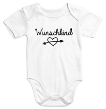 Moonworks® Kurzarm Baby-Body mit Aufdruck Wunschkind Bio-Baumwolle 