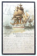 SMS Schulschiff Gneisenau / SCHIFF untergegangen 1900 - LITHO  Künstler Ak 1902