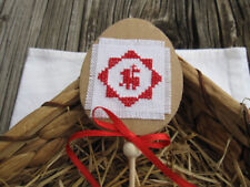 Kreuzstich Stecker Osterfahne Osterei Osterlamm rot Palmbusch Handarbeit Deko