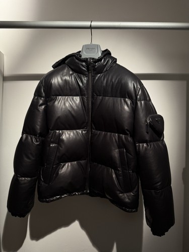 Prada leather puffer jacket - prada,