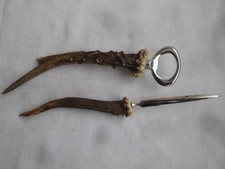 Besteck - Brieföffner + Kapselheber / Flaschenöffner - Hirschhorn - Spießer -