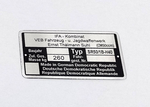 Rahmenplakette typenschild - rahmenplakette,