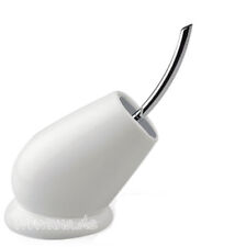 WC-Bürstengarnitur Keramikbehälter weiß Chrom Stiel wand oder stehend Design