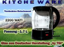 Kitchenware Glas Wasserkocher 1.7L 2200W TGI Glas 360° Basisstation Teekocher L2