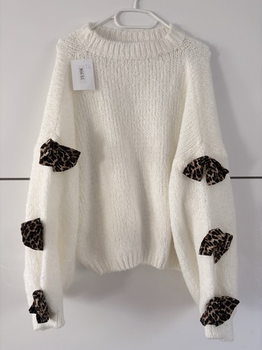 Weißer strickpullover mit - weißer,