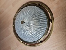 Große Vintage Deckenlampe von Fisher Leuchten, Messing und Eisglas