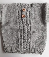 Pullover  Baby Gr.74 - 80_handgem. 100% Wolle_grau_Unikat_NEU