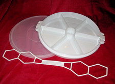 Tupperware Retro Cariolier Schlemmer-Runde + Tragegriff + Deckel weiß rar Snacks