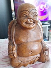 Dicker Holz Buddha Glücksbringer Glück für Reichtum Holz Handgeschnitzt 