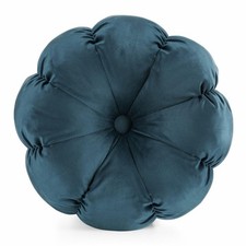 Kissen Sofakissen 37x37x13 cm blau Rundes Dekokissen Zierkissen Kopfkissen Blume