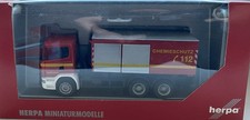 HERPA SCANIA R`04 420 WLF/ABROLLKIPPER CONTAINER CHEMIESCHUTZ FEUERWEHR NEUTRAL