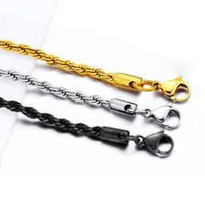 Halskette Kordelkette Edelstahl 2-8 mm, 40-85 cm Geflochtene Kette Damen Herren