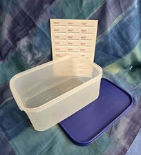 Tupperware Rechteckiger Behälter 4,3 L Kompakt-Sytem Deckel Blau + Etiketten 