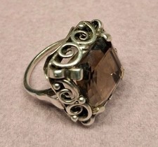 Silberring mit Rauchtopas,  Ringgröße 57