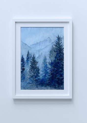 Original aquarellmalerei wald - aquarellmalerei,