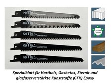 5 Hartmetall Säbelsägeblätter für Eternit Gasbeton Glasfaserverstärkte Kunstoffe